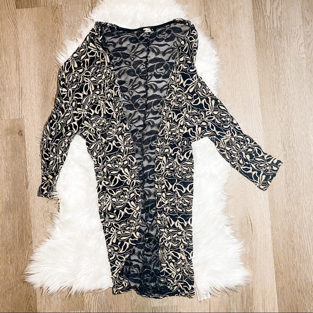 Floral lace open cardigan